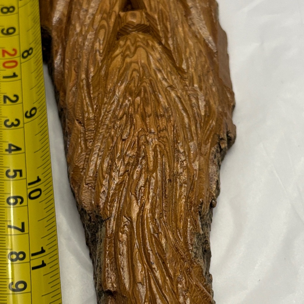 Hand-Carved Wooden Beard Face Wall Hanging - Rustic Brown - Picture 6 of 10